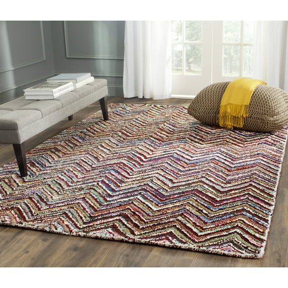 SAFAVIEH Nantucket Suzette Zigzag Stipes Cotton Area Rug, Multi, 7'6" x 9'6"