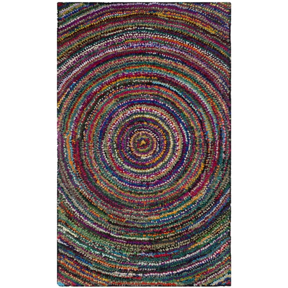 SAFAVIEH Nantucket Tegan Geometric Circles Cotton Area Rug, Multi, 2' x 3'