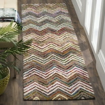 SAFAVIEH Nantucket Warner Zigzag Stipes Runner Rug, Beige/Grey, 2'3" x 6'