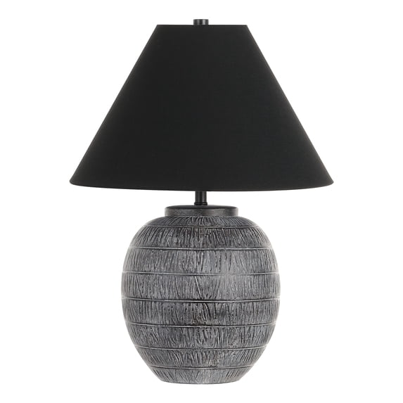 SAFAVIEH Naomi 22" Modern Ceramic Grey Table Lamp with Black Shade