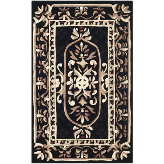 SAFAVIEH Naples Angelica Floral Wool Area Rug, Black, 2'6" x 4'