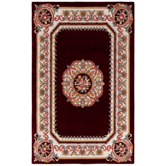 SAFAVIEH Naples Charlotte Bordered Area Rug, Red/Ivory, 5' x 8'