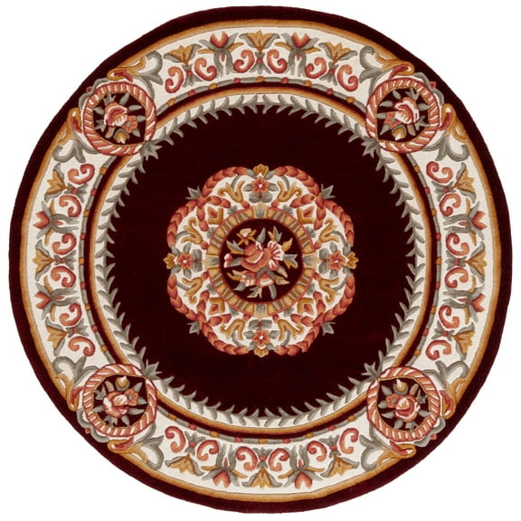 SAFAVIEH Naples Charlotte Bordered Area Rug, Red/Ivory, 6' x 6' Round