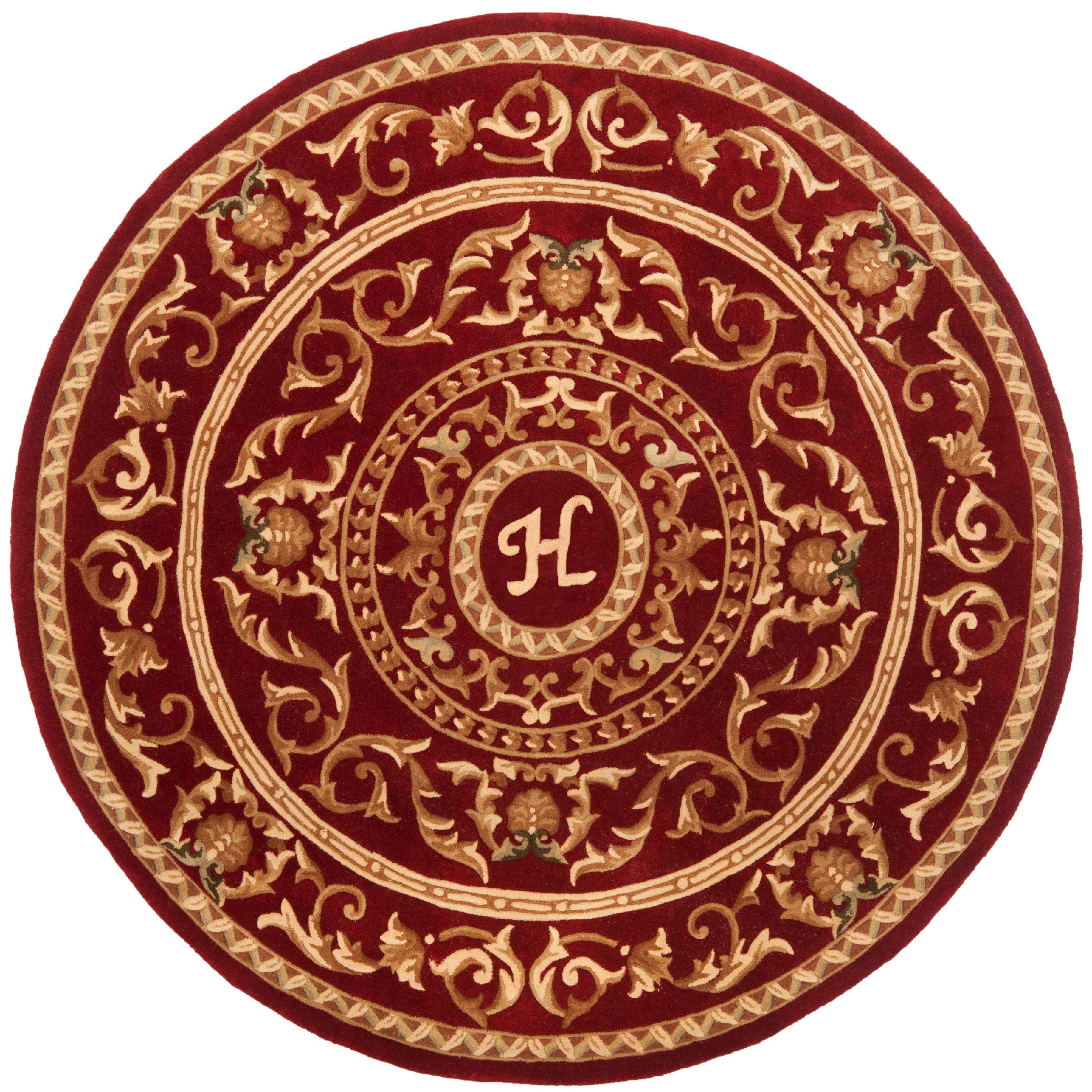 Handmade Burgundy Tufted Wool 6' Round Area Rug