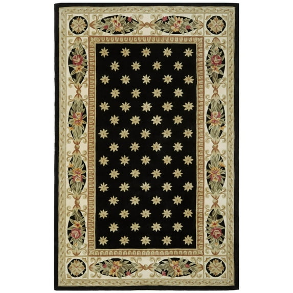SAFAVIEH Naples Jayde Floral Bordered Wool Area Rug, Black/Multi, 5' x 8'