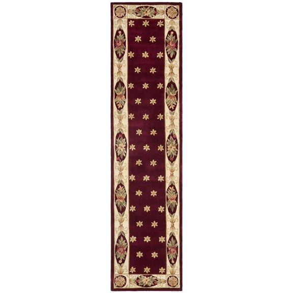 SAFAVIEH Naples Jayde Floral Bordered Wool Runner Rug, Red/Multi, 2'6" x 10'