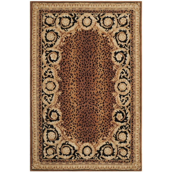 SAFAVIEH Naples Karenza Oriental Wool Area Rug, Black/Gold, 6' x 9'