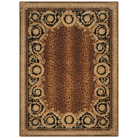 SAFAVIEH Naples Karenza Oriental Wool Area Rug, Black/Gold, 8' x 11'