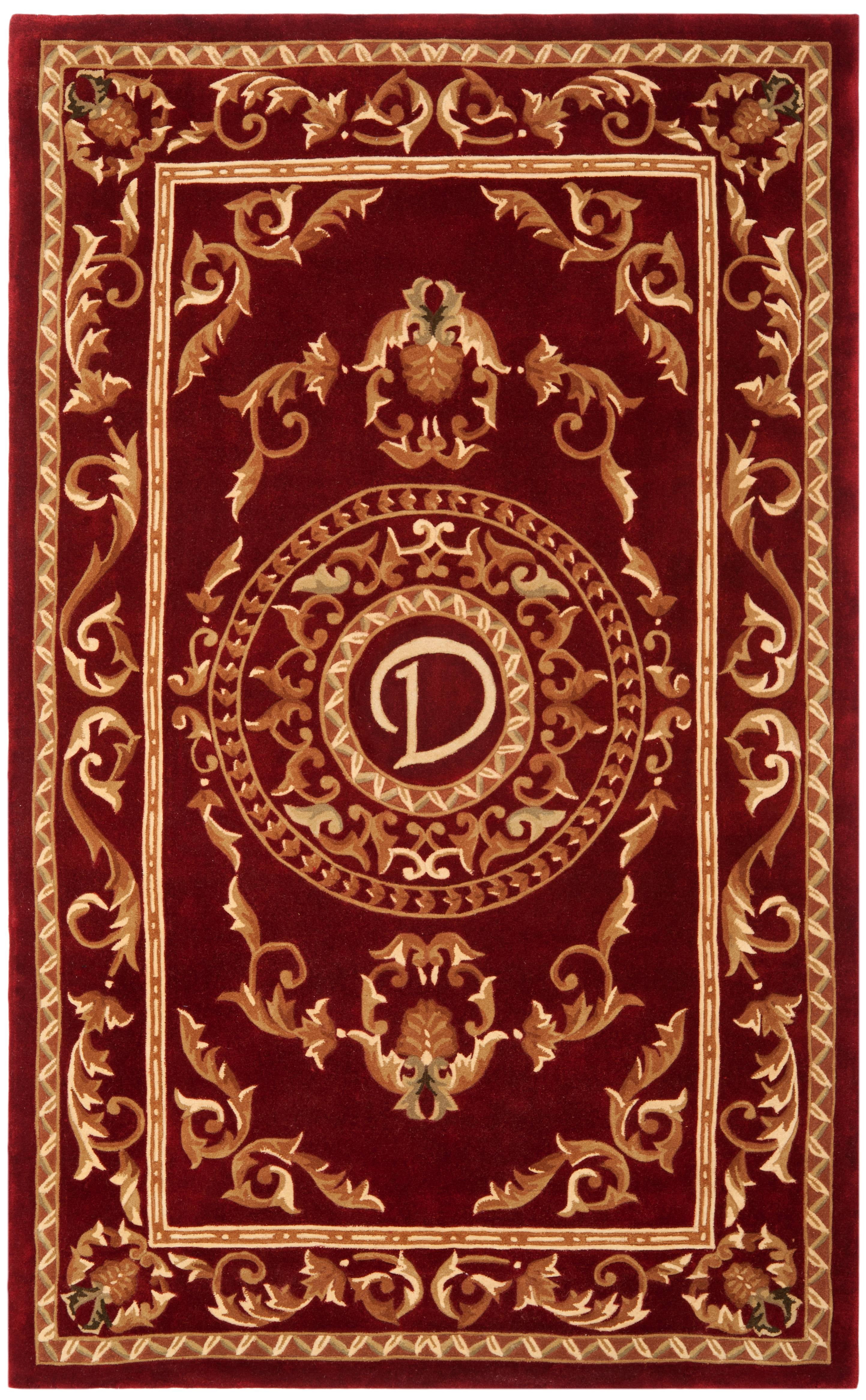 SAFAVIEH Naples Katharine Floral Bordered Wool Area Rug, Burgundy, 5' x 8'