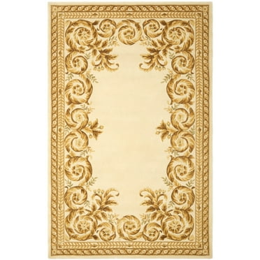 SAFAVIEH Naples Mladen Floral Bordered Wool Area Rug, Multi/Ivory, 6' x 9'