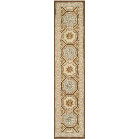 SAFAVIEH Naples Varvara Geometric Runner Rug, Ivory/Brown, 2'3" x 12'