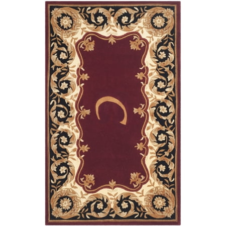 SAFAVIEH Naples Victoria Floral Wool Area Rug, Maroon/Beige, 3' x 5'