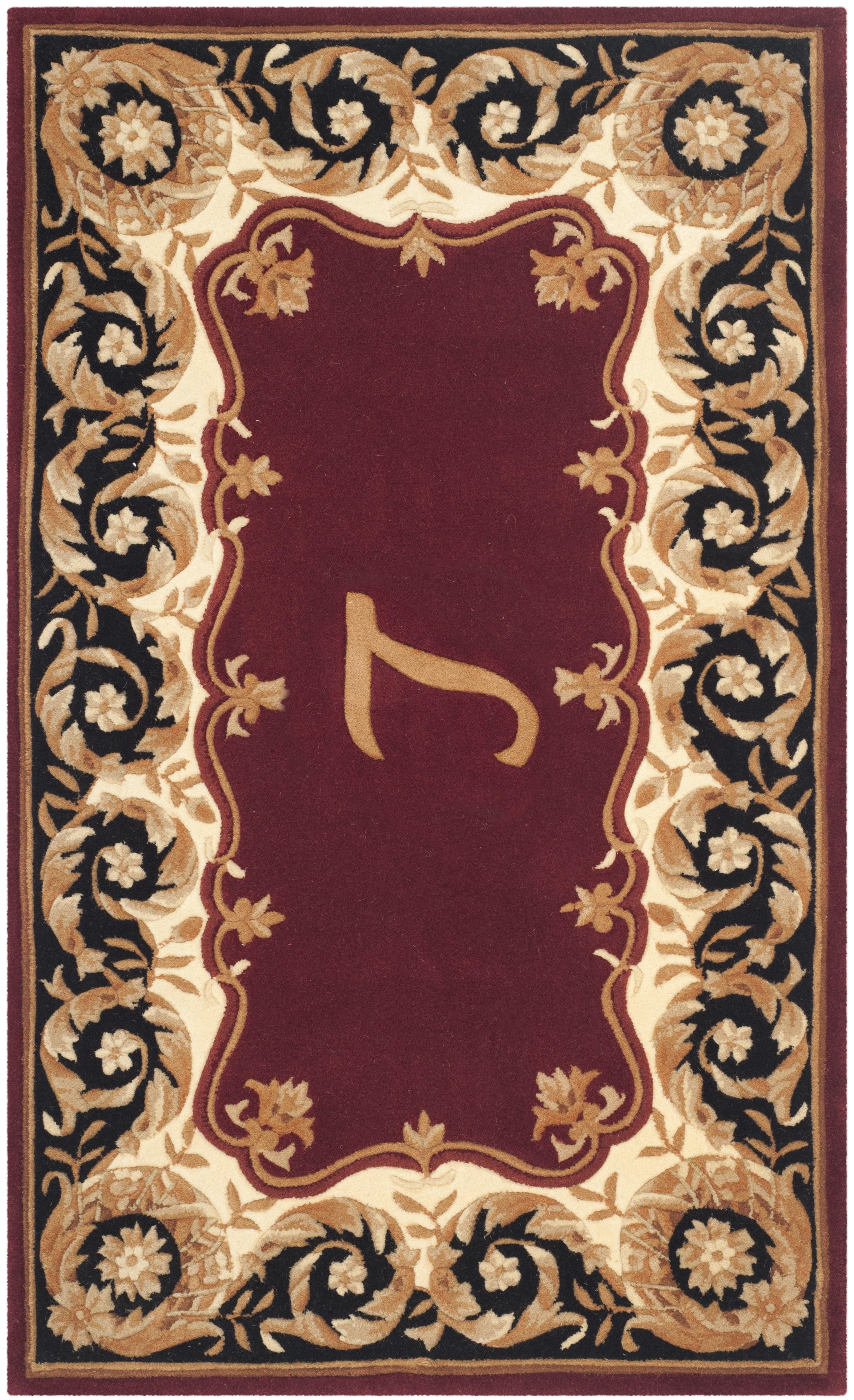 SAFAVIEH Naples Victoria Floral Wool Area Rug, Maroon/Beige, 3' x 5'
