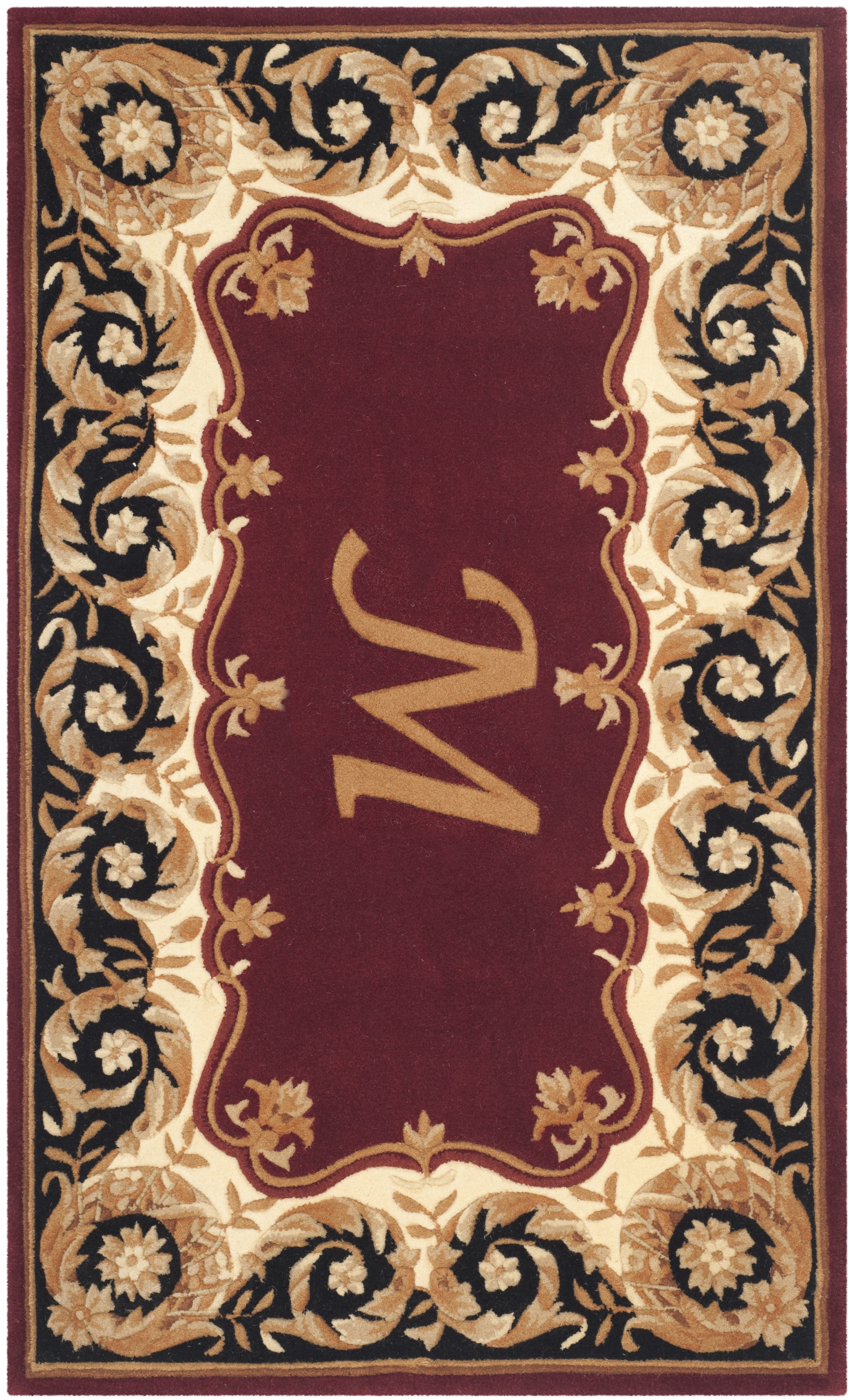 SAFAVIEH Naples Victoria Floral Wool Area Rug, Maroon/Beige, 3' x 5'