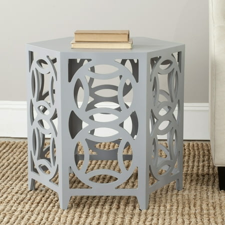 SAFAVIEH Natanya Geometric Hexagon Side Table, Pearl Blue Grey