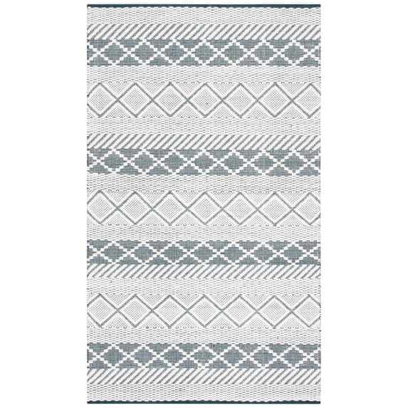 SAFAVIEH Natura Aaron Geometric Wool Area Rug, Ivory/Green, 5' x 8'