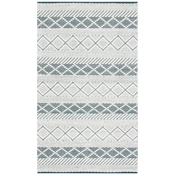 SAFAVIEH Natura Aaron Geometric Wool Area Rug, Ivory/Green, 5' x 8'