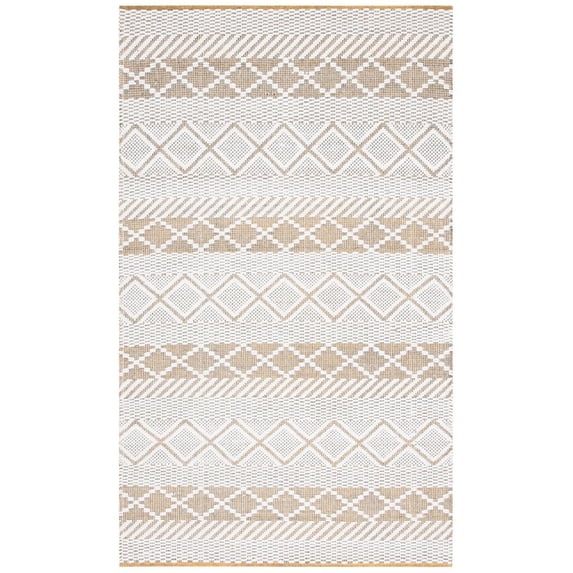 SAFAVIEH Natura Aaron Geometric Wool Area Rug, Ivory/Yellow, 3' x 5'