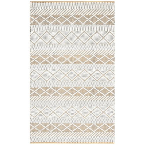 SAFAVIEH Natura Aaron Geometric Wool Area Rug, Ivory/Yellow, 4' x 6'
