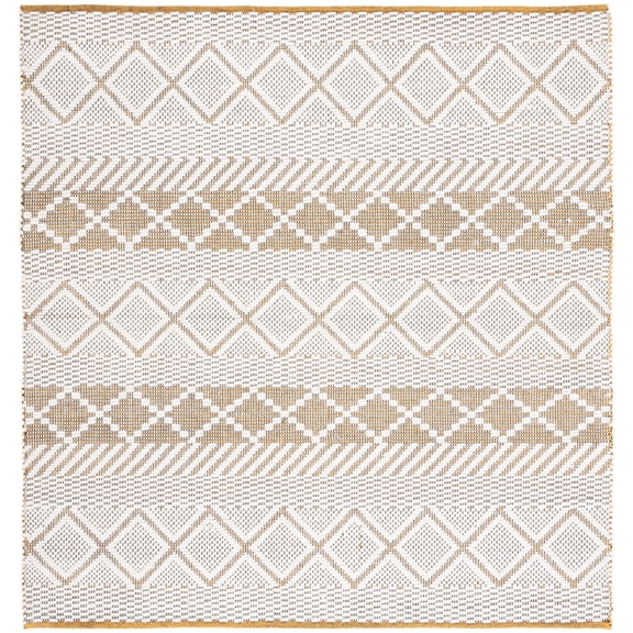 SAFAVIEH Natura Aaron Geometric Wool Area Rug, Ivory/Yellow, 6' x 6' Square