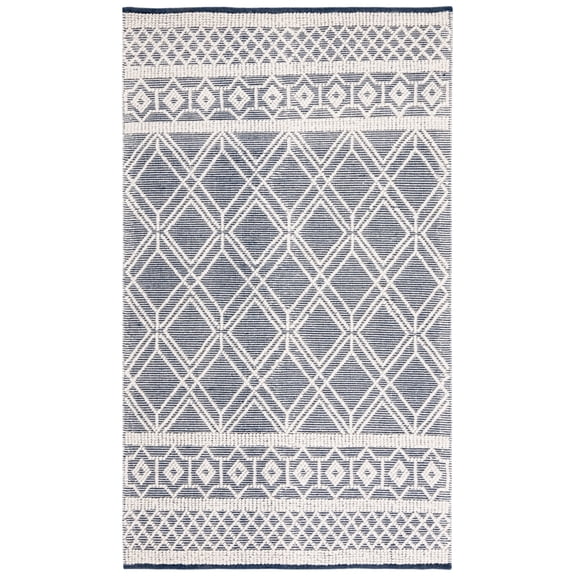 SAFAVIEH Natura Adamina Geometric Area Rug, Ivory/Navy, 3' x 5'