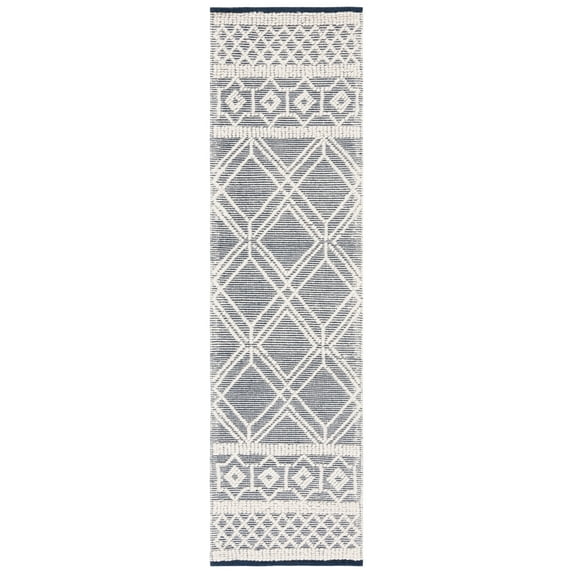 SAFAVIEH Natura Adamina Geometric Runner Rug, Ivory/Navy, 2'3" x 8'