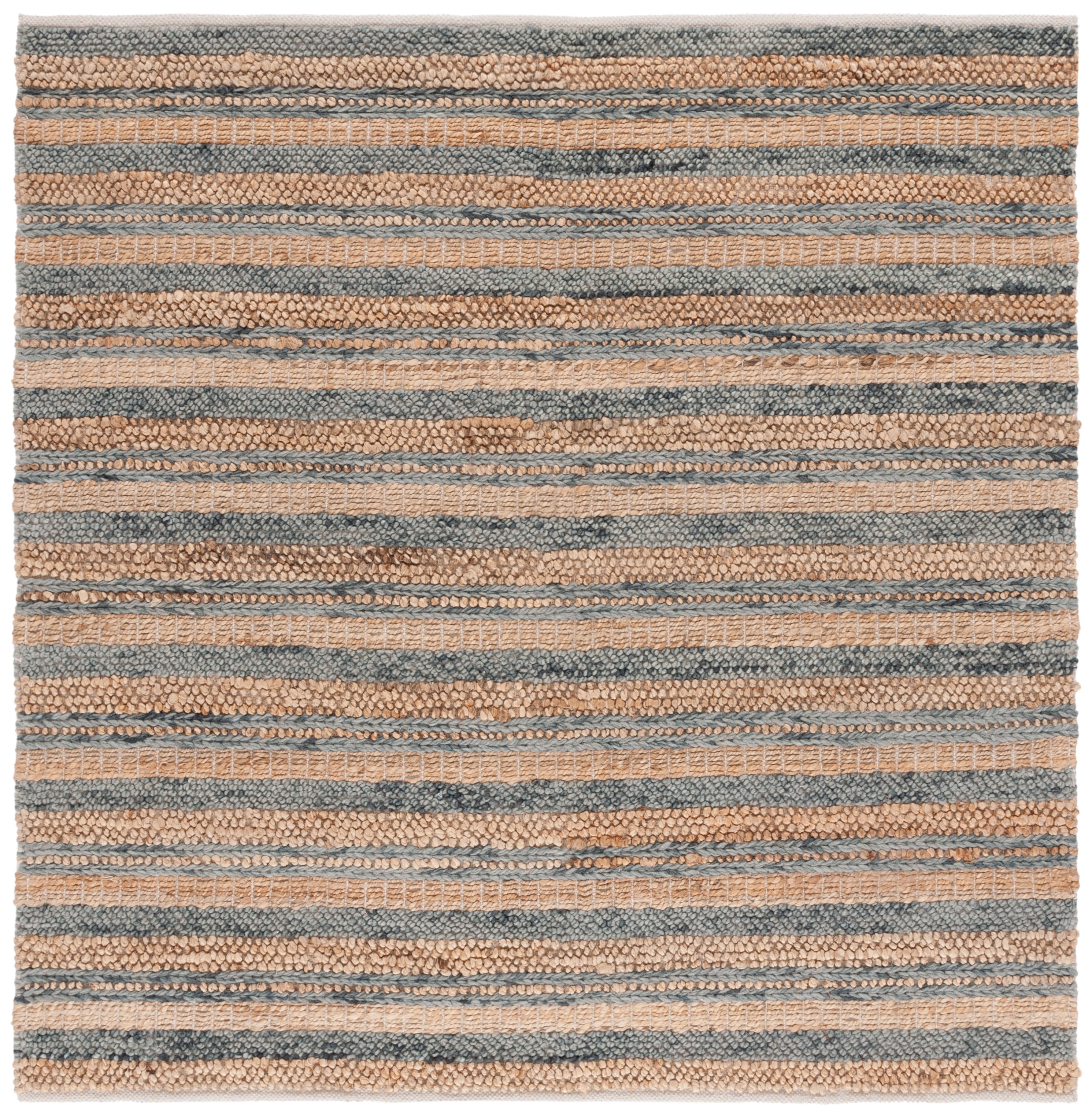 SAFAVIEH Natura Alecia Striped Area Rug, Natural/Gray, 6' x 6' Square