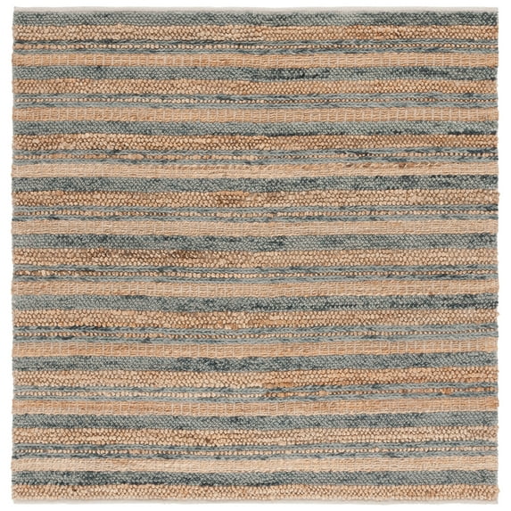 SAFAVIEH Natura Alecia Striped Area Rug, Natural/Gray, 6' x 6' Square