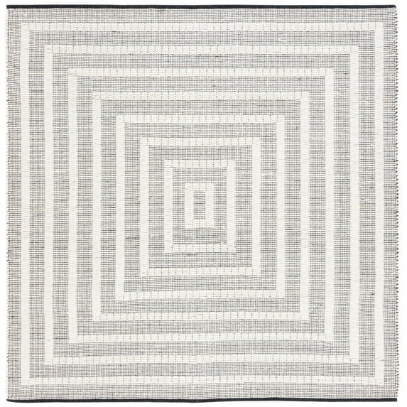 SAFAVIEH Natura Allen Bordered Area Rug, Black/Ivory, 6' x 6' Square