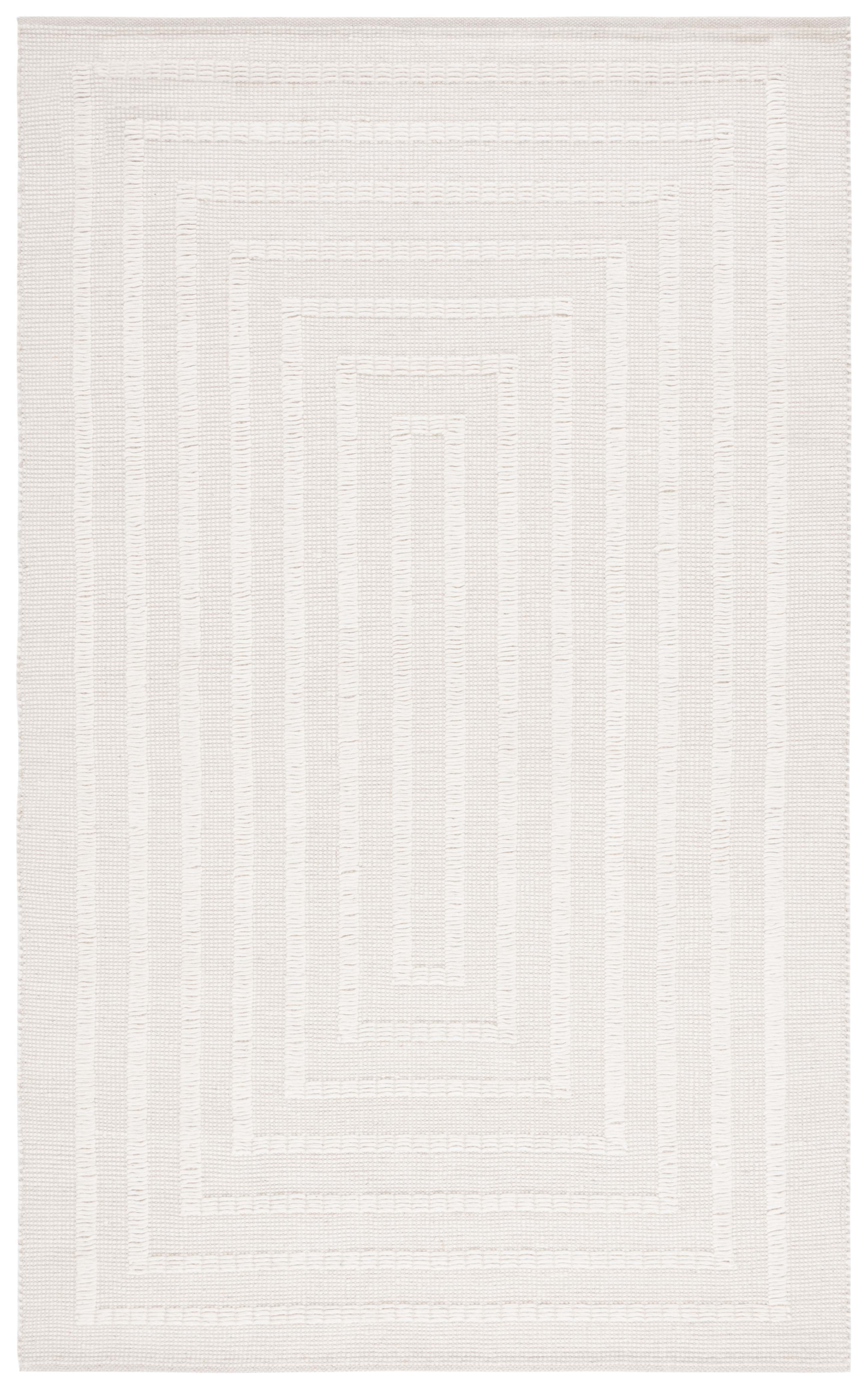 Ivory Beige Handwoven Wool Area Rug 3' x 5'