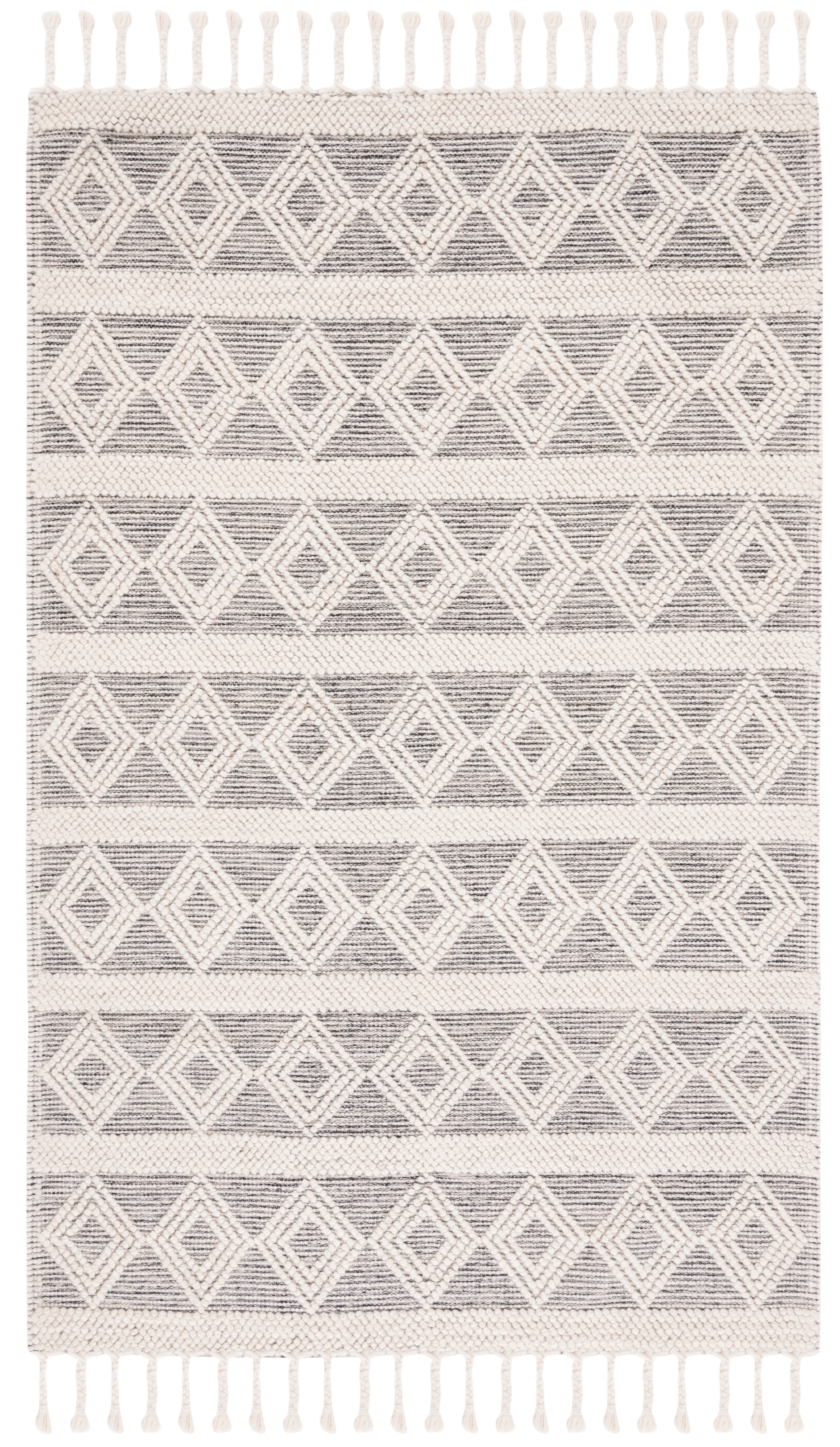 Hand-Tufted Artisan Black Wool Rectangular Rug 4' x 6'
