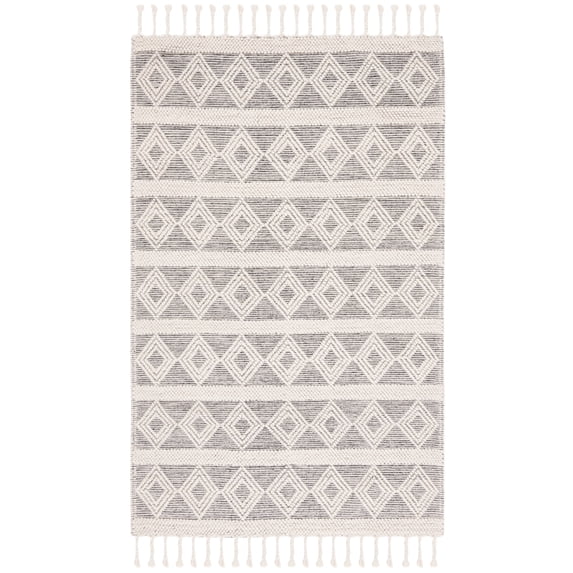 SAFAVIEH Natura Alondra Southwestern Wool Area Rug, Ivory/Black, 4' x 6'