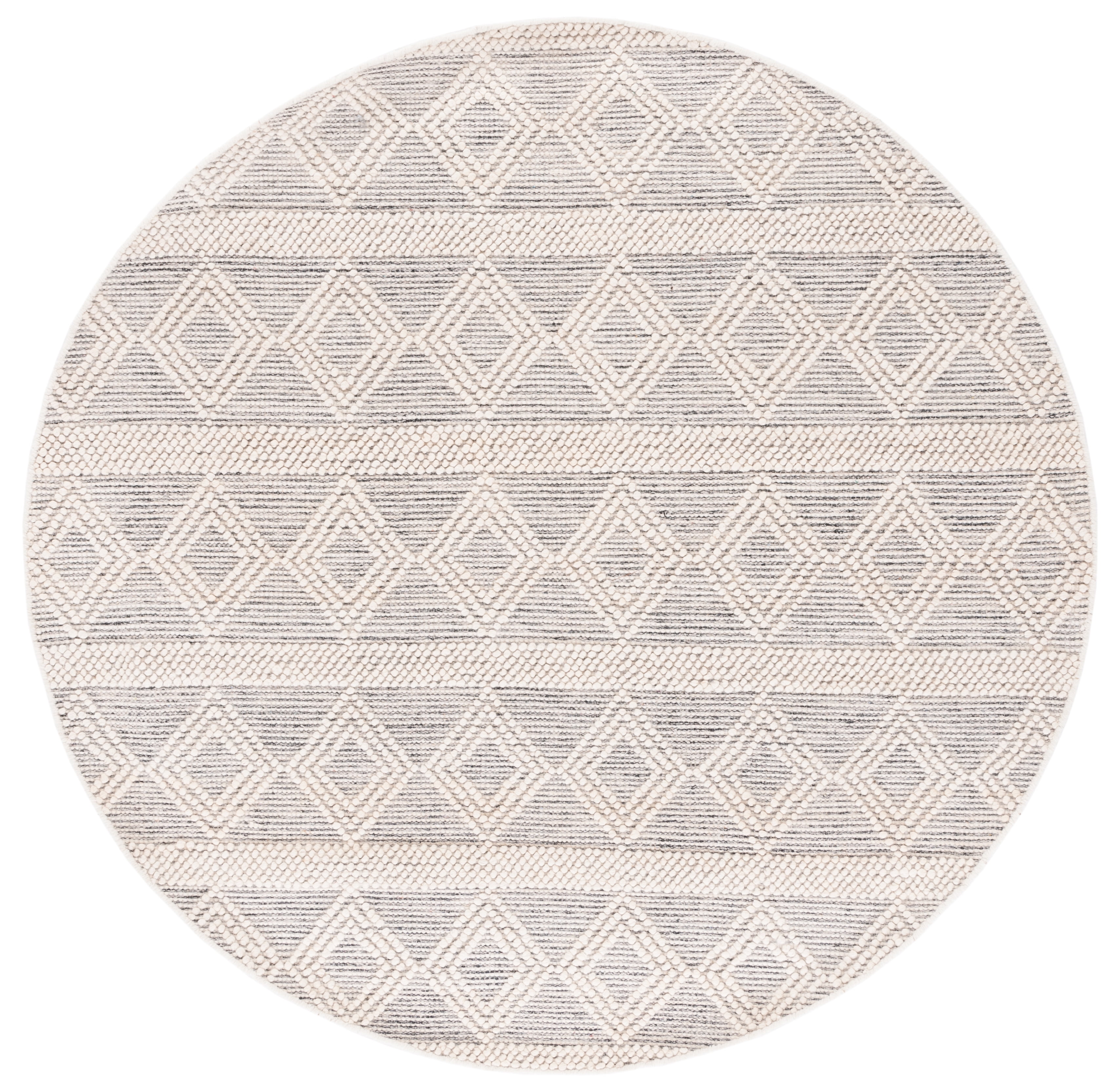 SAFAVIEH Natura Alondra Southwestern Wool Area Rug, Ivory/Black, 6' x 6' Round