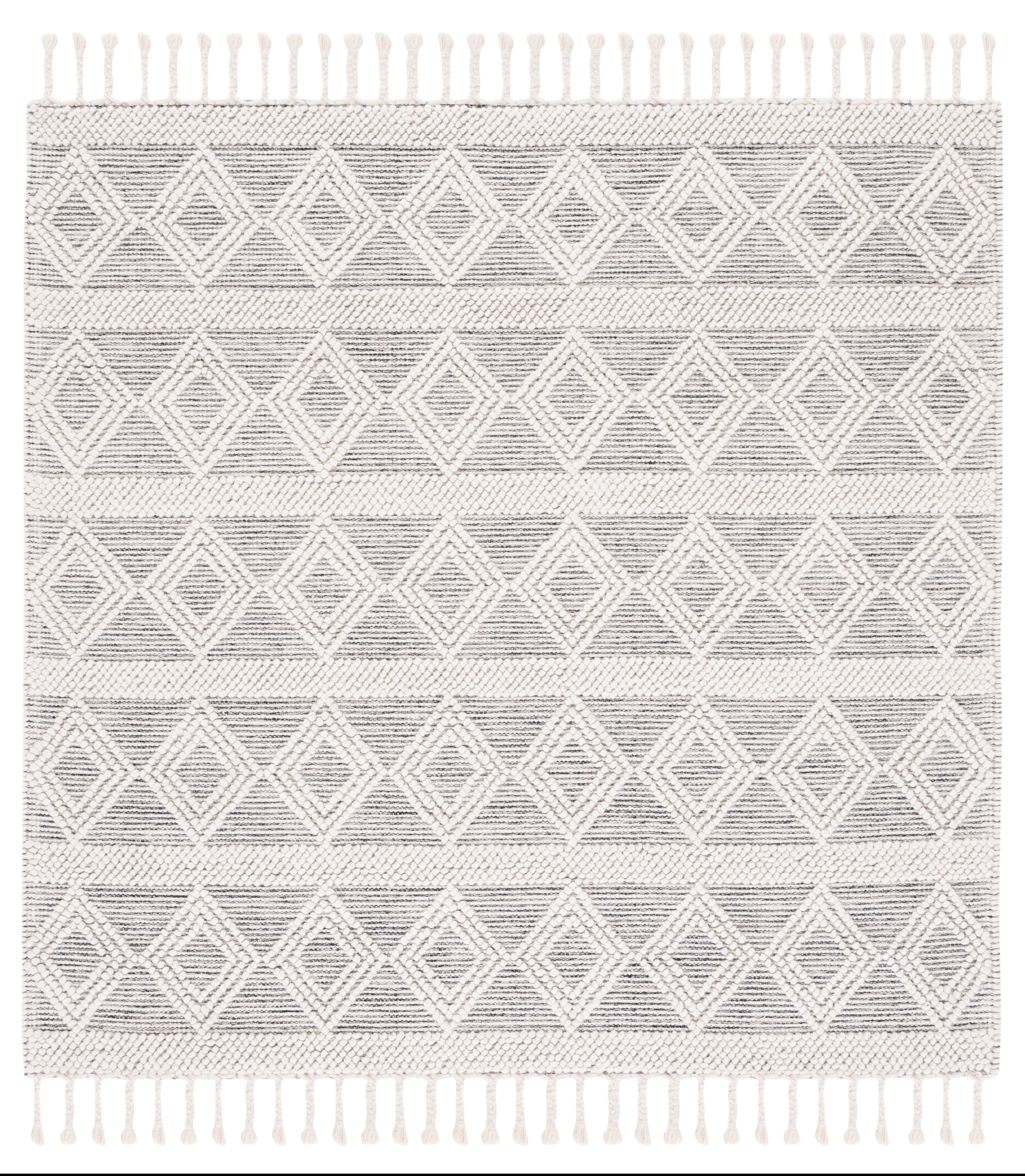 Artisan-Crafted Natura 6' Square Hand-Tufted Wool Rug in Ivory & Black