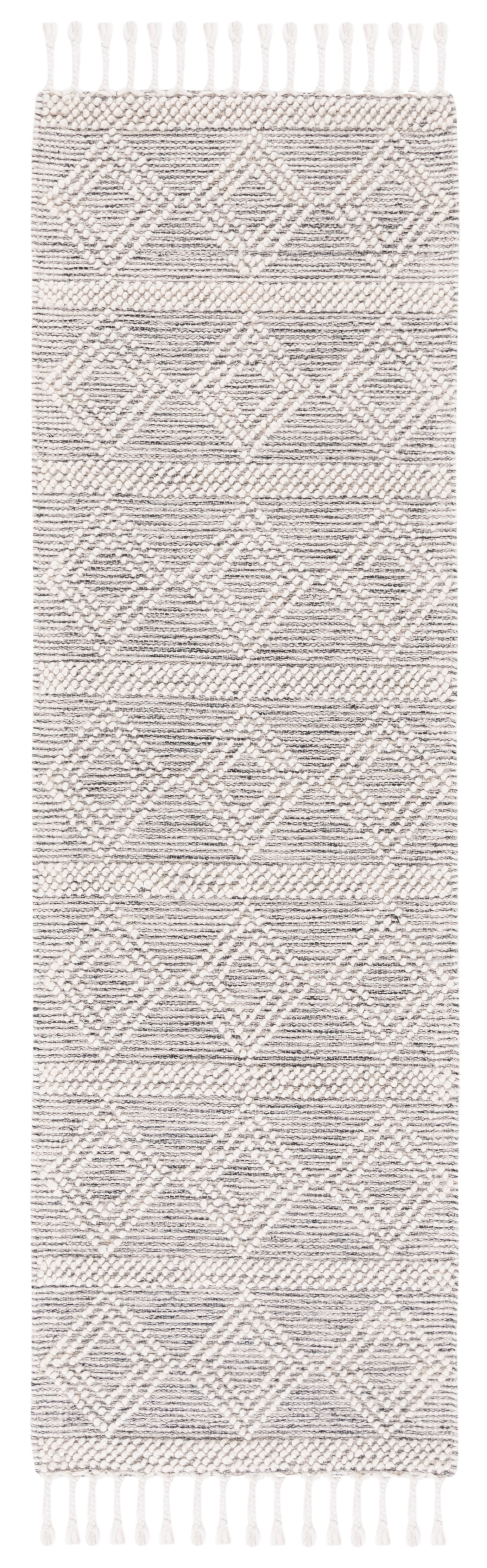 Handwoven Black and Ivory Wool Runner Rug