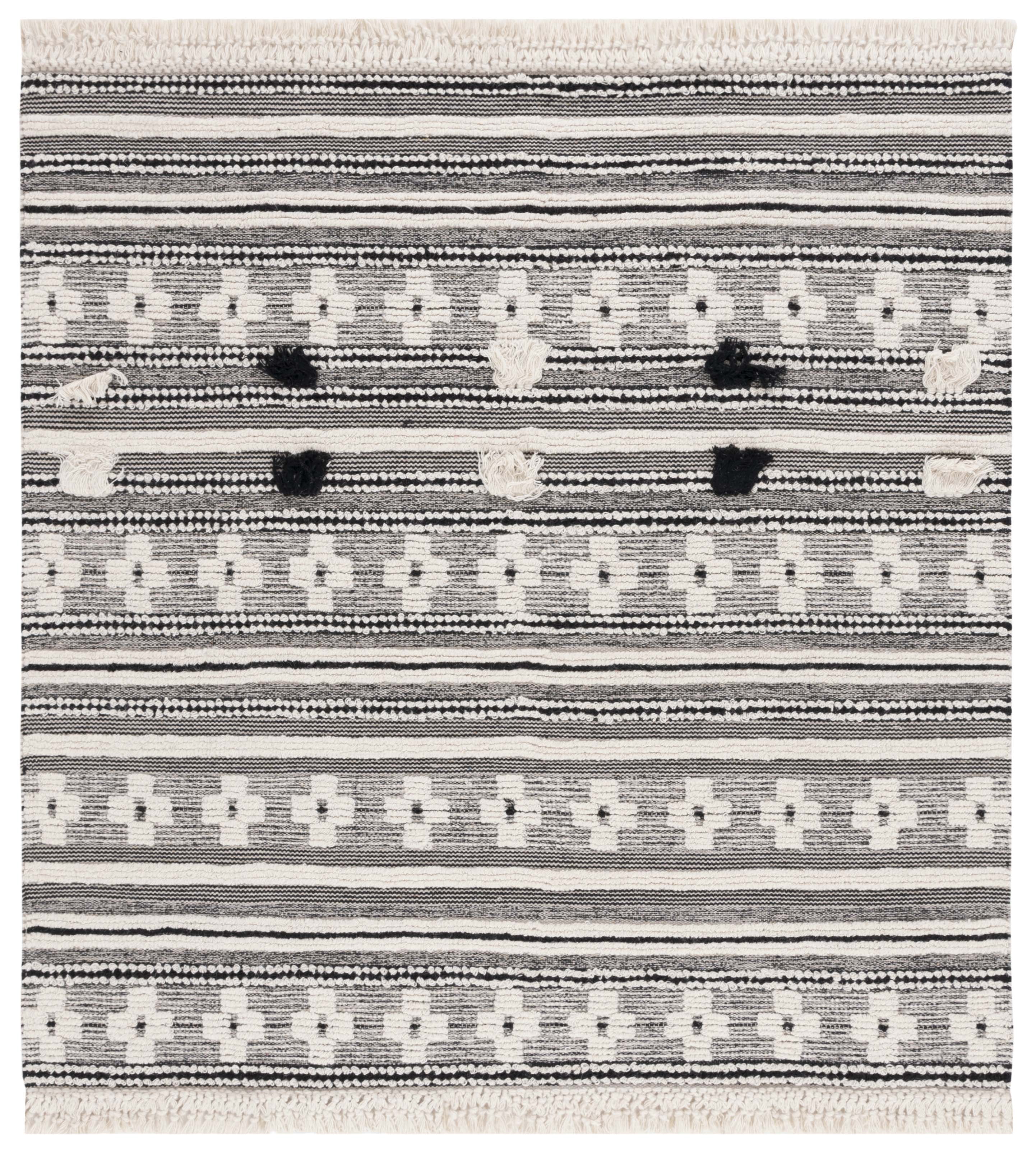 SAFAVIEH Natura Amanda Southwestern Area Rug, Black/Ivory, 6' x 6' Square
