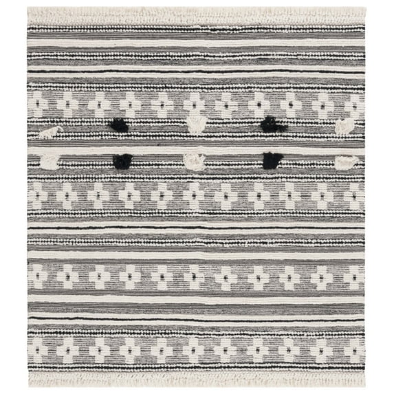 SAFAVIEH Natura Amanda Southwestern Area Rug, Black/Ivory, 6' x 6' Square
