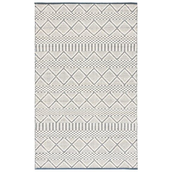 SAFAVIEH Natura Andy Geometric Wool Area Rug, Ivory/Blue, 3' x 5'