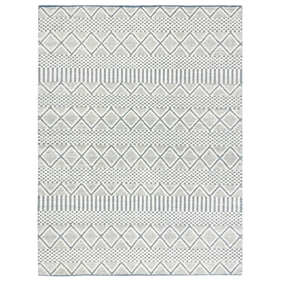 SAFAVIEH Natura Andy Geometric Wool Area Rug, Ivory/Blue, 8' x 10'