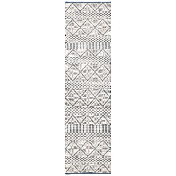 SAFAVIEH Natura Andy Geometric Wool Runner Rug, Ivory/Blue, 2'3" x 8'