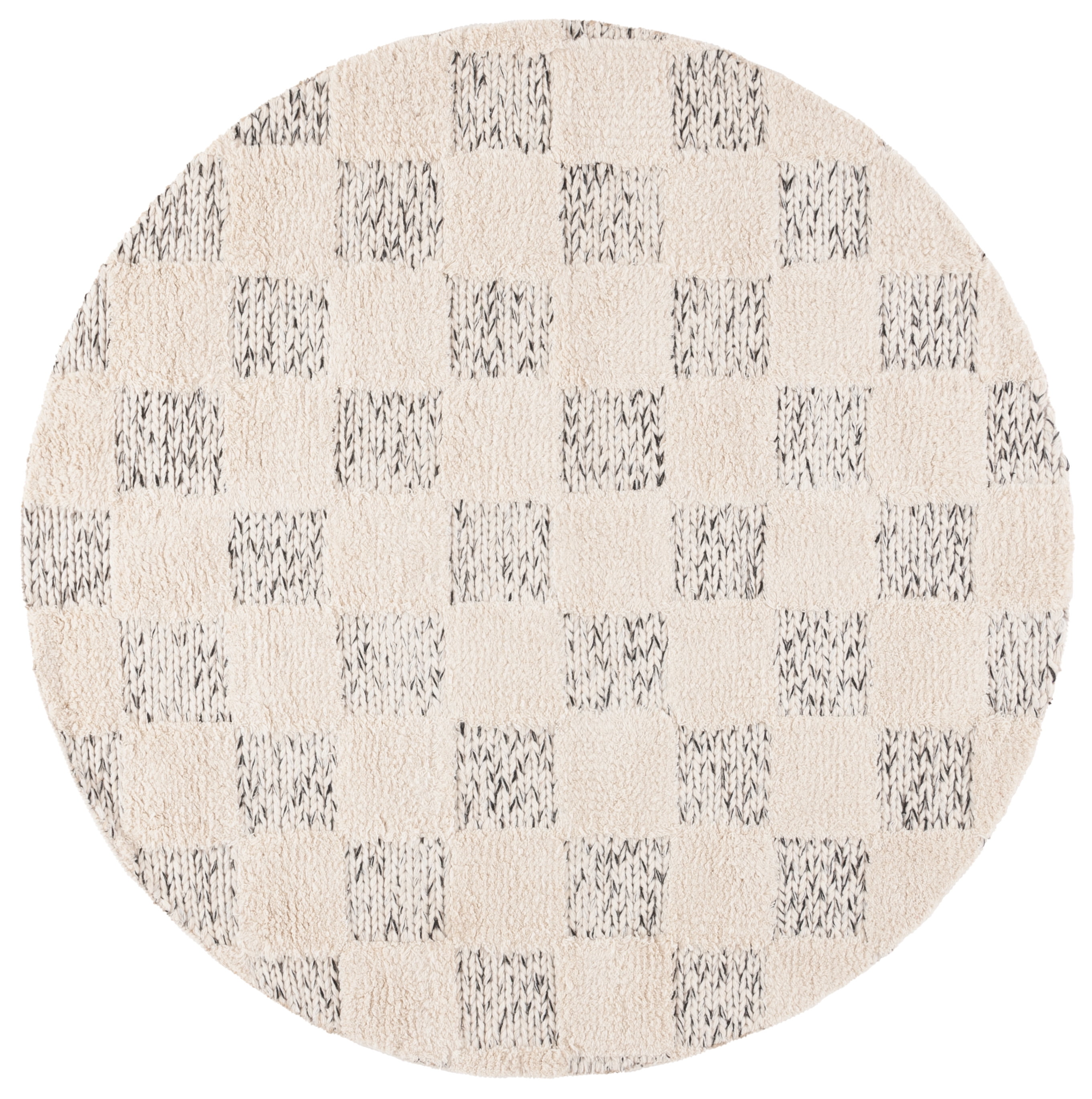 SAFAVIEH Natura Anna Geometric Area Rug, Ivory/Black, 6' x 6' Round