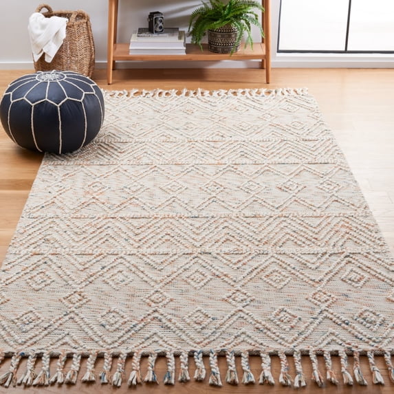 SAFAVIEH Natura Antilla Diamond Area Rug, Ivory/Blue, 5' x 8'