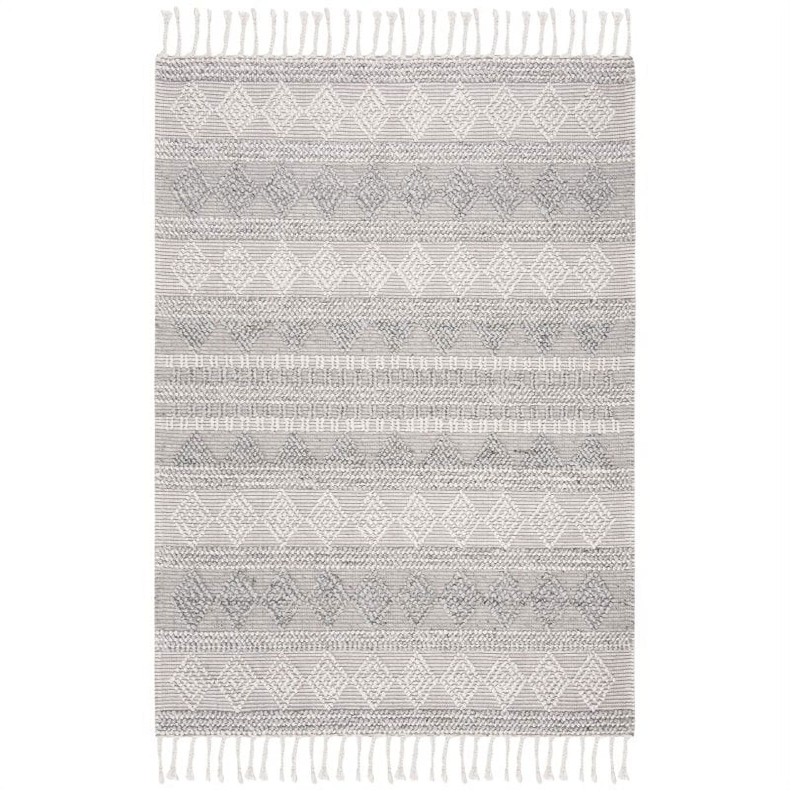 Ivory & Silver Hand-Tufted Wool-Viscose Blend Area Rug, 5' x 8'