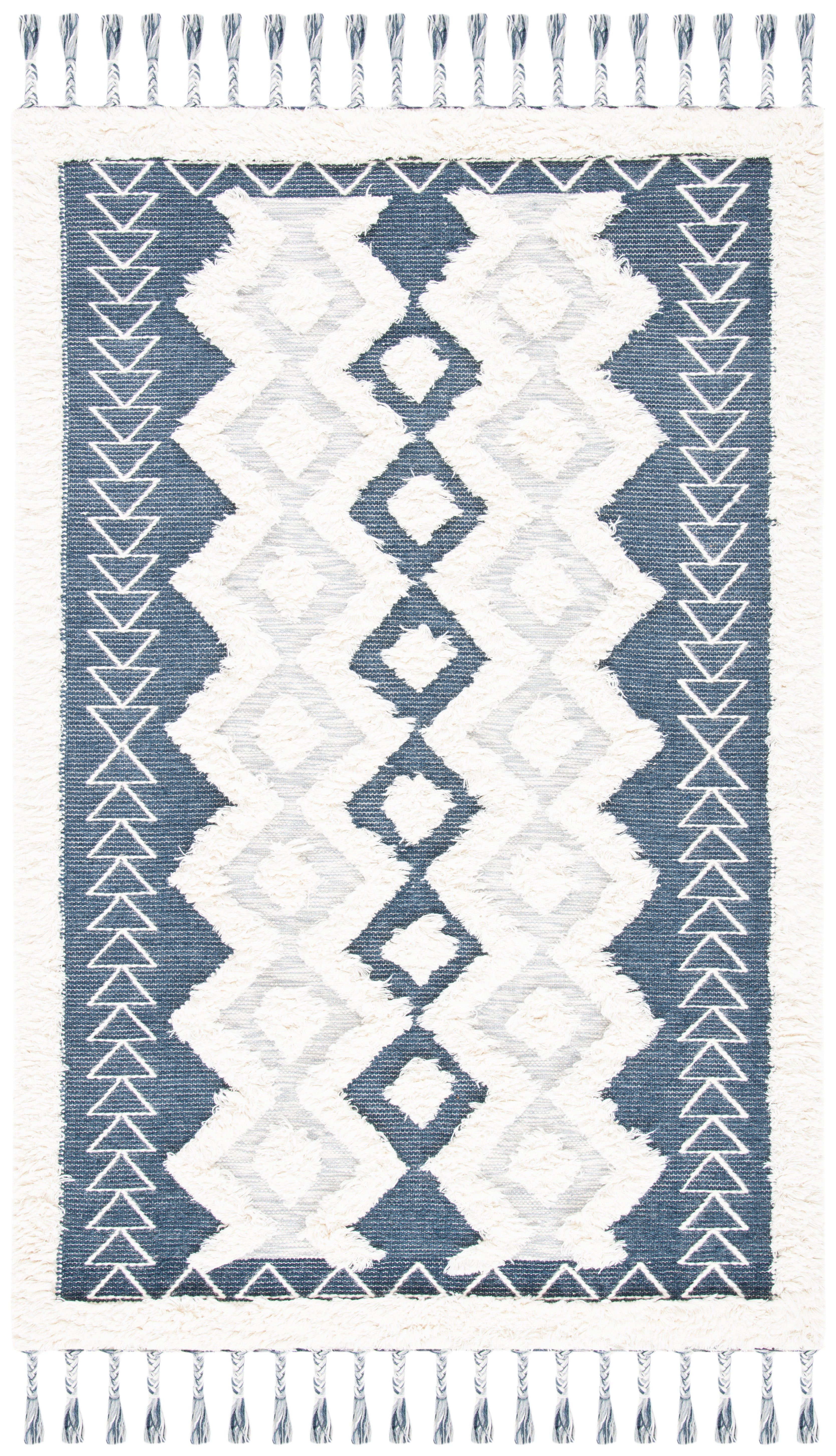 SAFAVIEH Natura Ashlea Geometric Wool Area Rug, Ivory/Blue, 8' x 10'