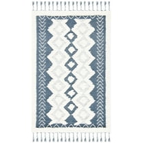SAFAVIEH Natura Ashlea Geometric Wool Area Rug, Ivory/Blue, 8' x 10'
