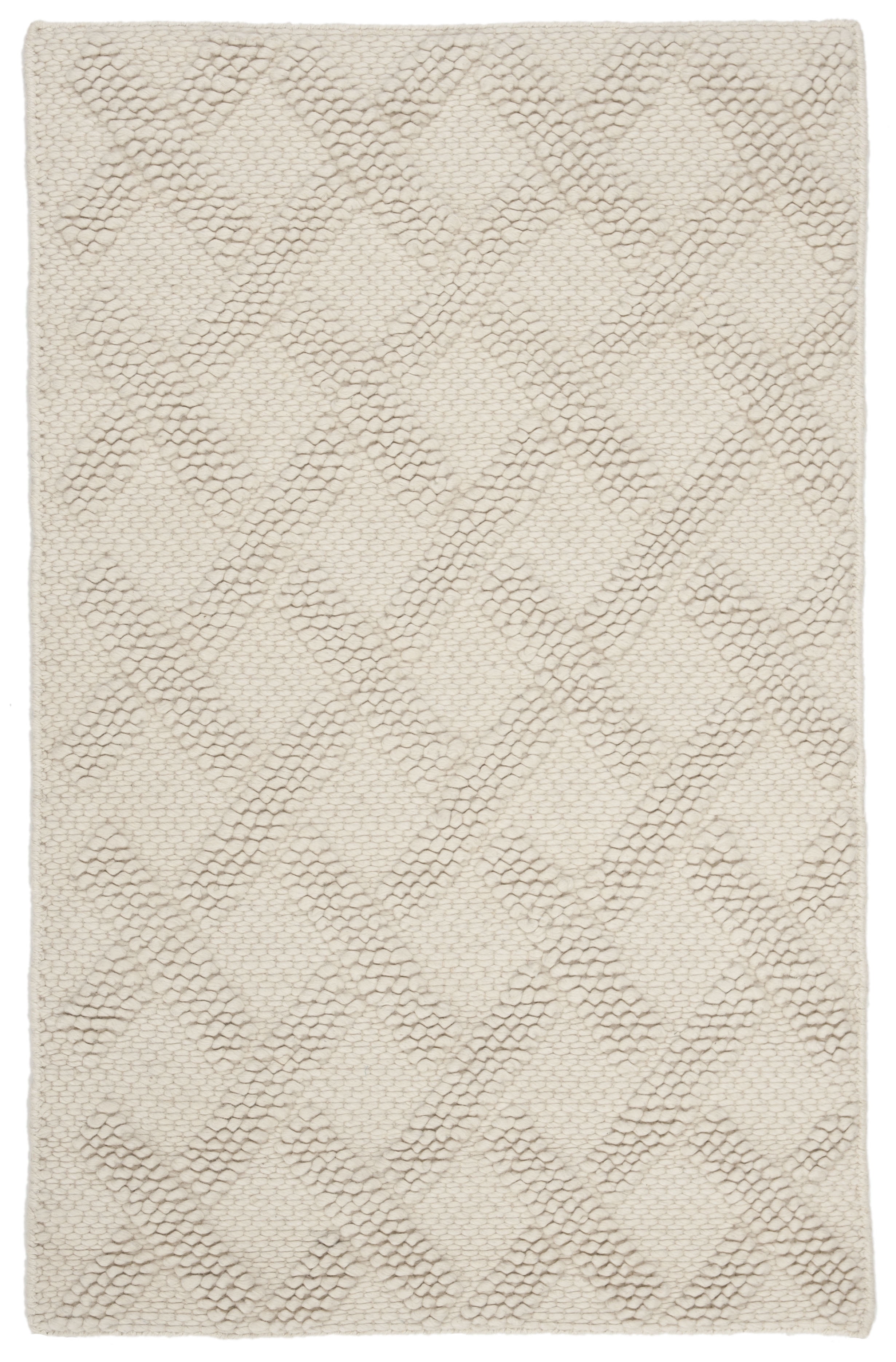 Ivory Hand-Tufted Wool Flat Woven Reversible Area Rug 3' x 5'
