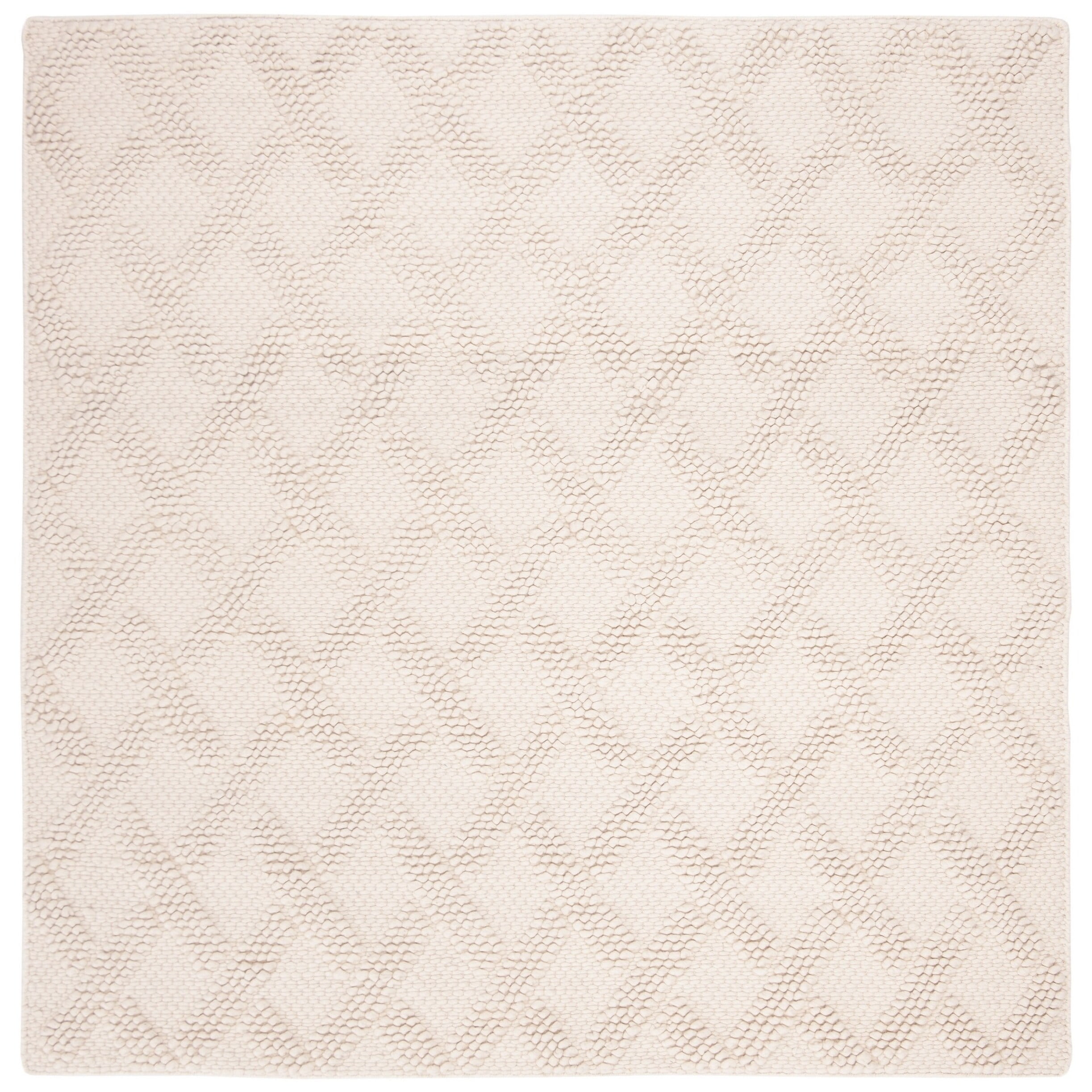 SAFAVIEH Natura Ashley Braided Crisscross Wool Area Rug, Ivory/Beige, 6' x 6' Square