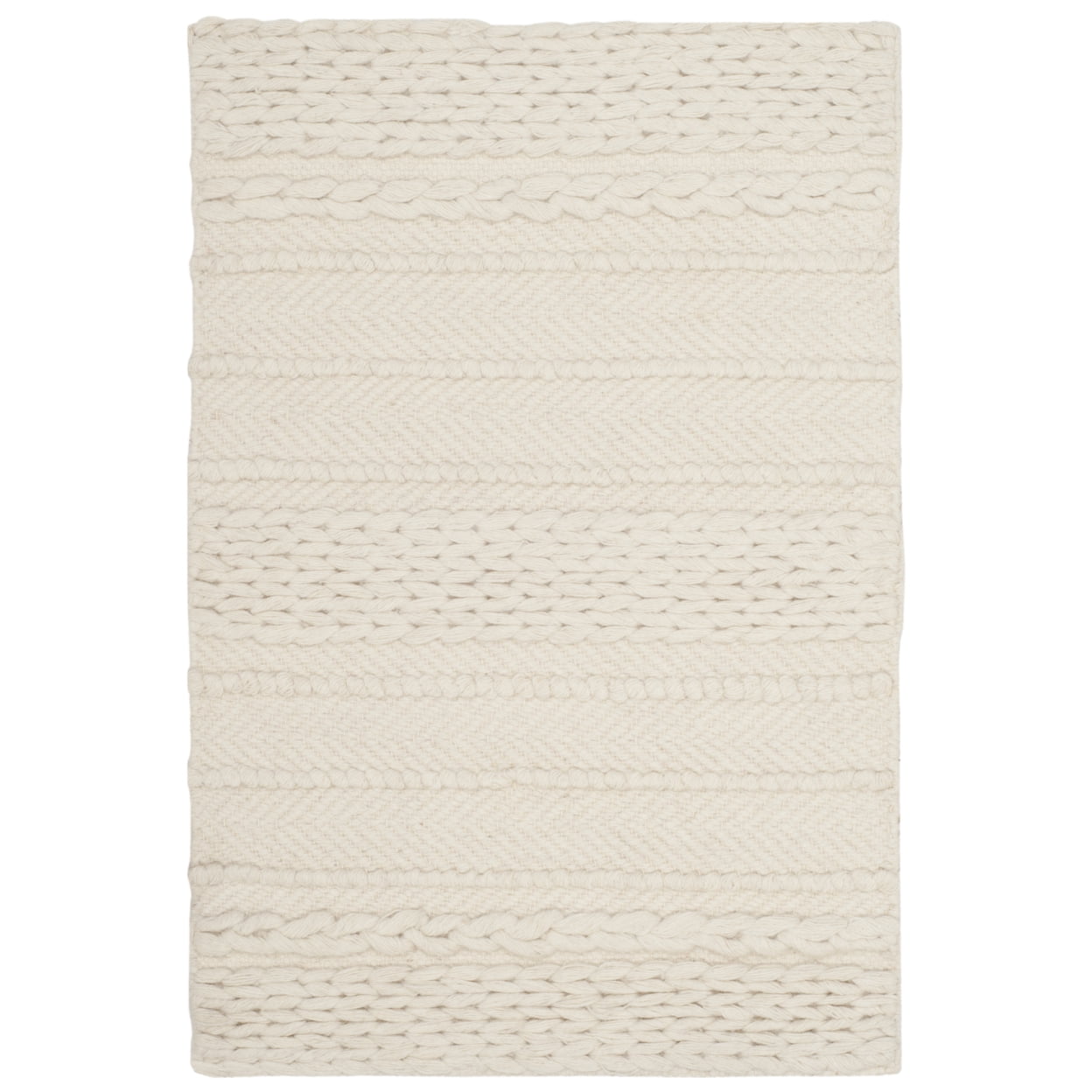 Ivory Hand-Tufted Wool Rectangular Area Rug 3' x 5'
