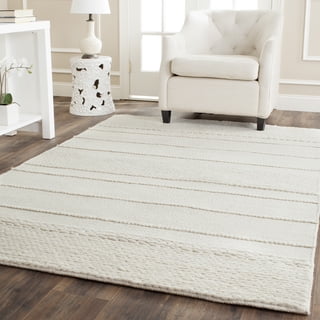 SAFAVIEH Natura Avery Solid Striped Braided Wool Area Rug, Natural, 4' x 6'