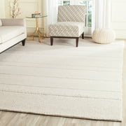 SAFAVIEH Natura Avery Solid Striped Braided Wool Area Rug, Natural, 8' x 8' Square